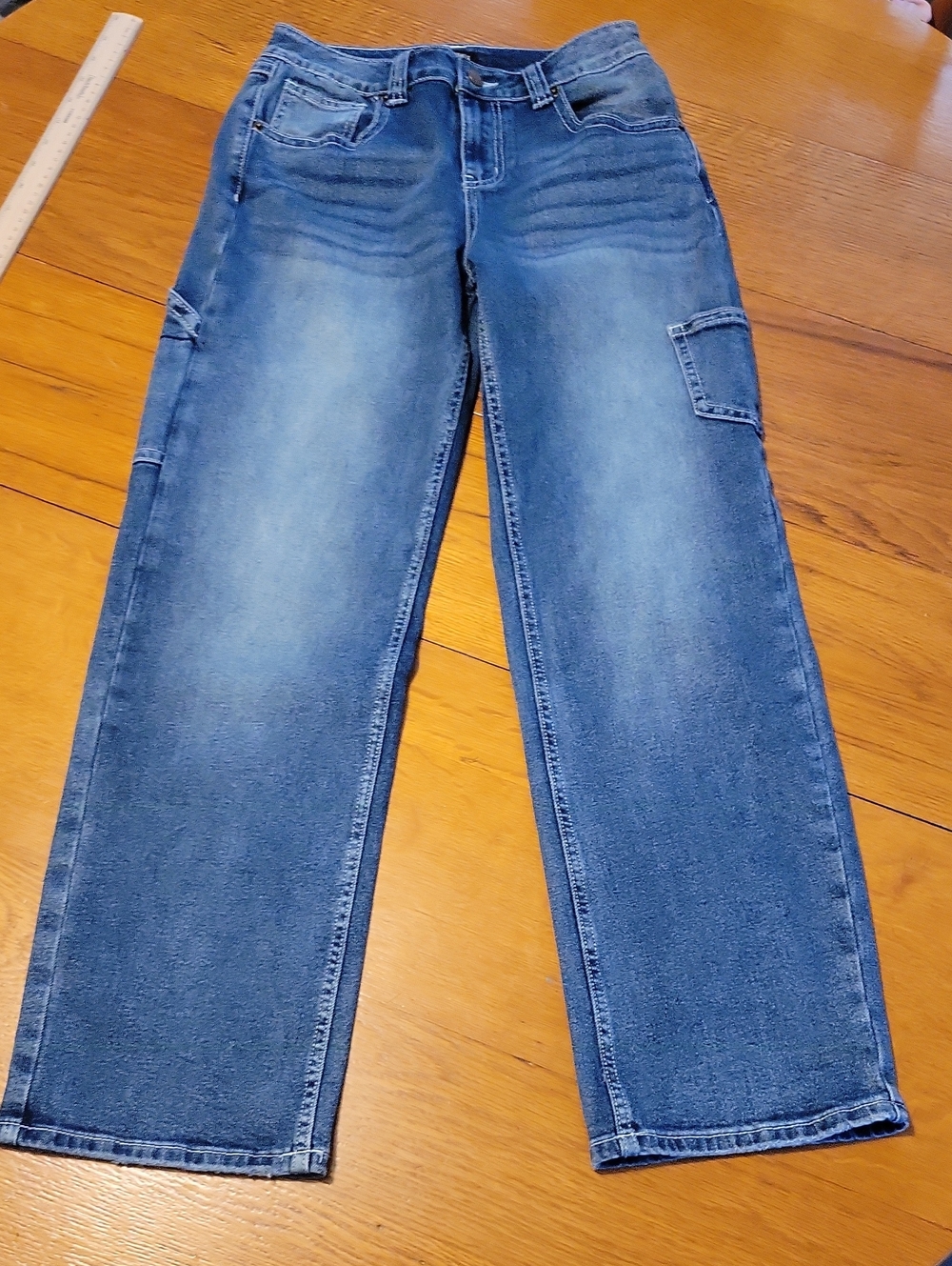 Straight-Leg Utility Jeans in Faded Blue